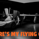 a black and white photo of the Aero Mobil flying car with the caption "Where's my flying car?"